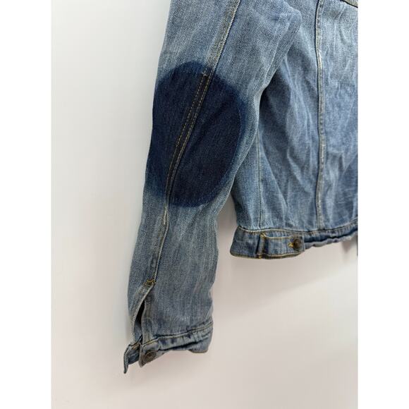 dELiA's Y2K Boho Southwestern Retro Denim Cropped Jean Jacket Large Festival - Picture 7 of 13